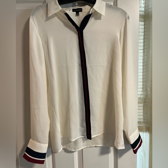 The Limited Tops - The Limited Cream Blouse with Black and Red Accents